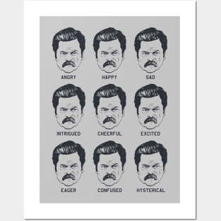 Ron Swanson Emotions Parks and Recreation Posters and Art